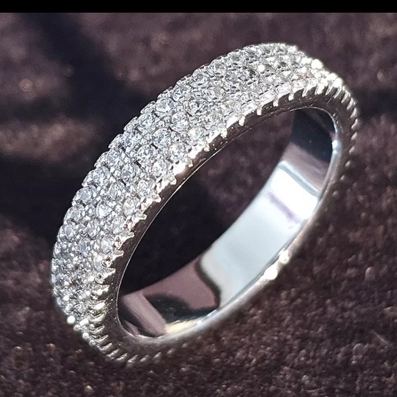 New Designer Pave925 sterling silver eternity band - Picture 1 of 1